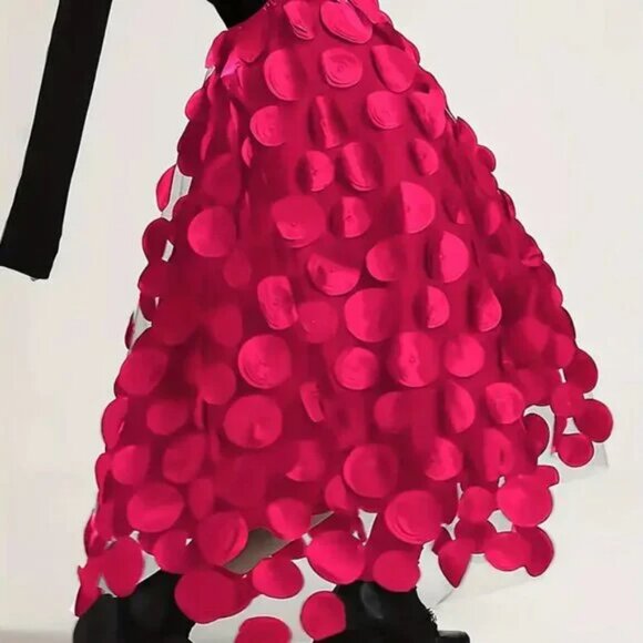 Polka Dot Applique High Waisted Midi Skirt - Picture 6 of 14